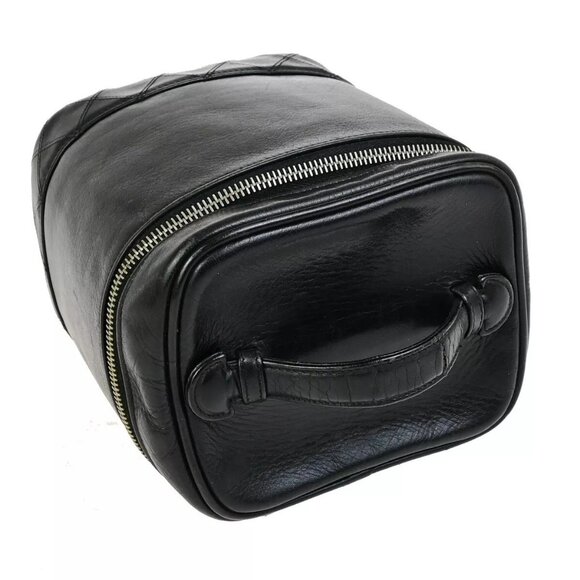 CHANEL CC Bicolore Vanity Cosmetic Hand Bag Leather Black GHW Italy - Picture 12 of 16